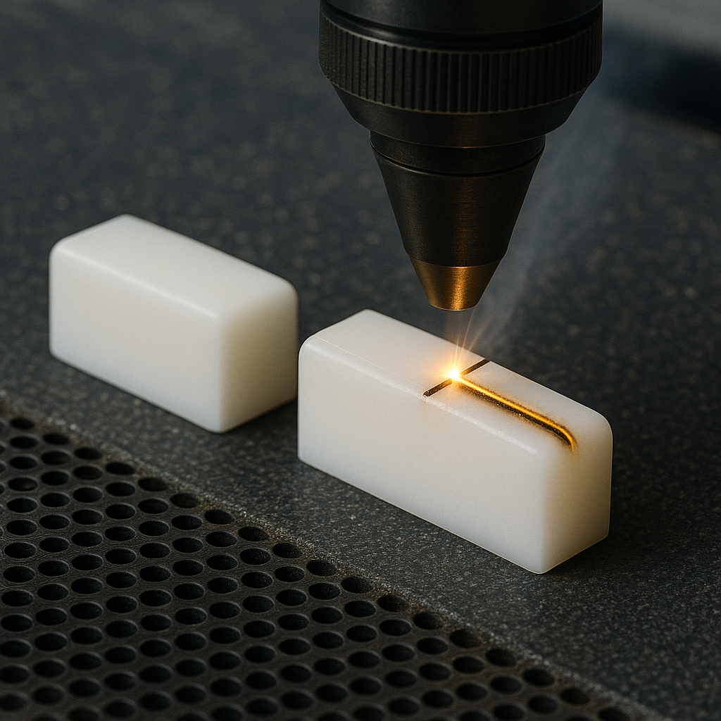 exemple de découpe)e laser dans du pom